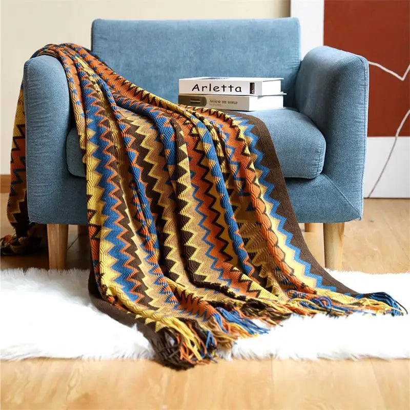 Veliran Tissage Sérénité – Plaid Bohème Tricoté à la Main