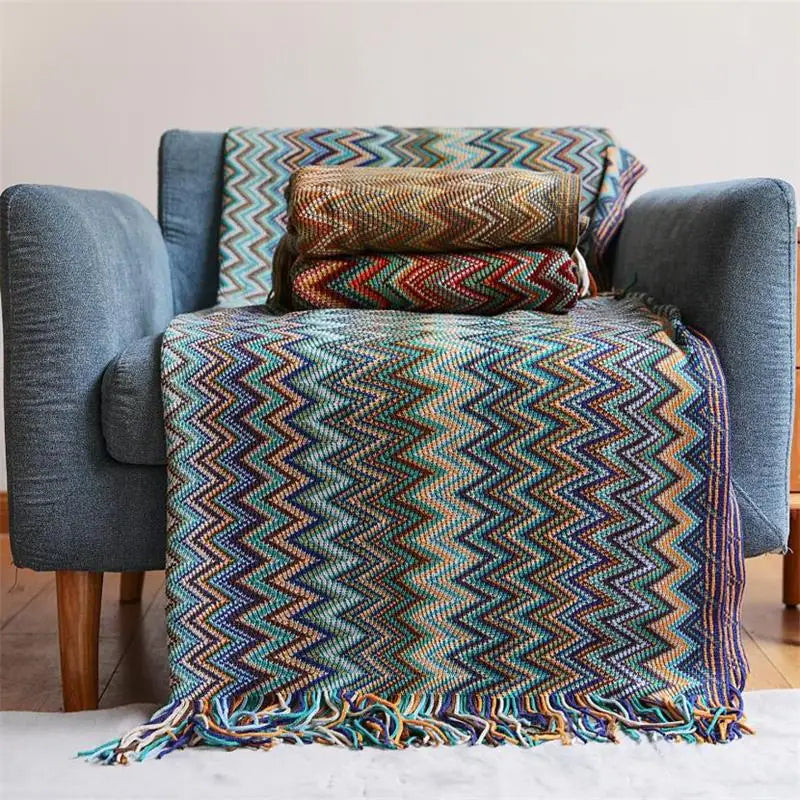 Veliran Tissage Sérénité – Plaid Bohème Tricoté à la Main