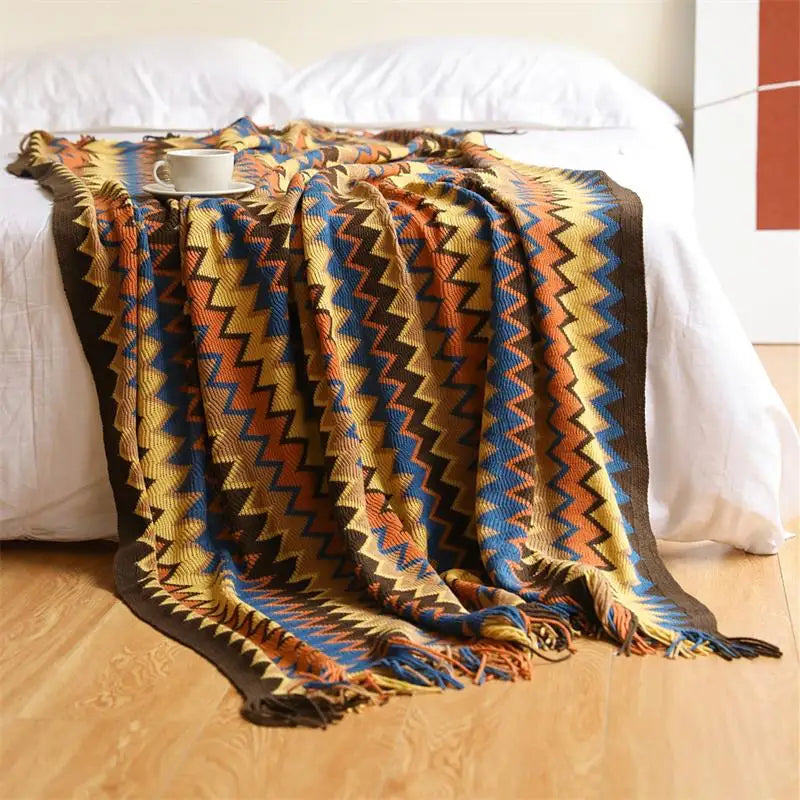 Veliran Tissage Sérénité – Plaid Bohème Tricoté à la Main