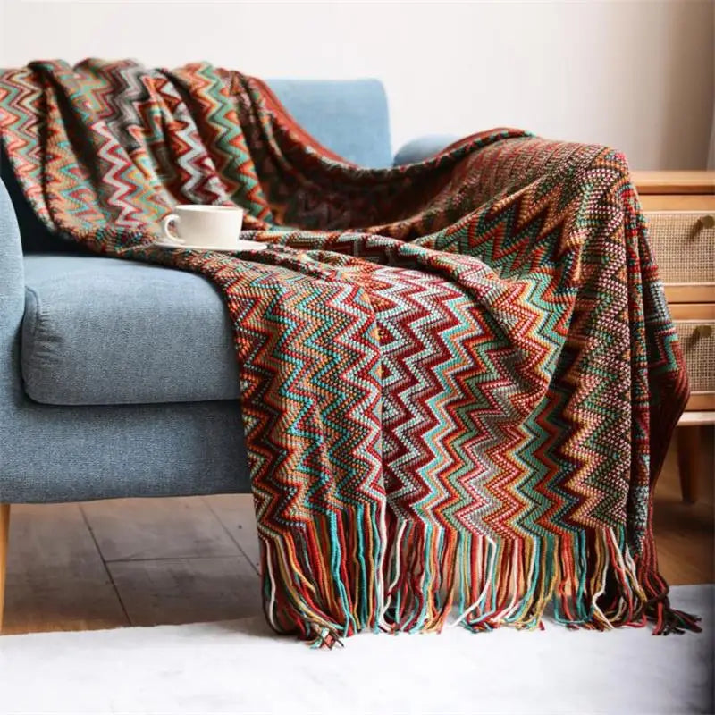 Veliran Tissage Sérénité – Plaid Bohème Tricoté à la Main