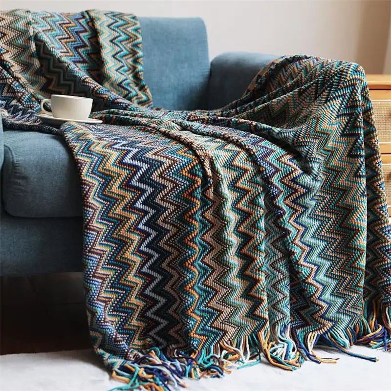 Veliran Tissage Sérénité – Plaid Bohème Tricoté à la Main